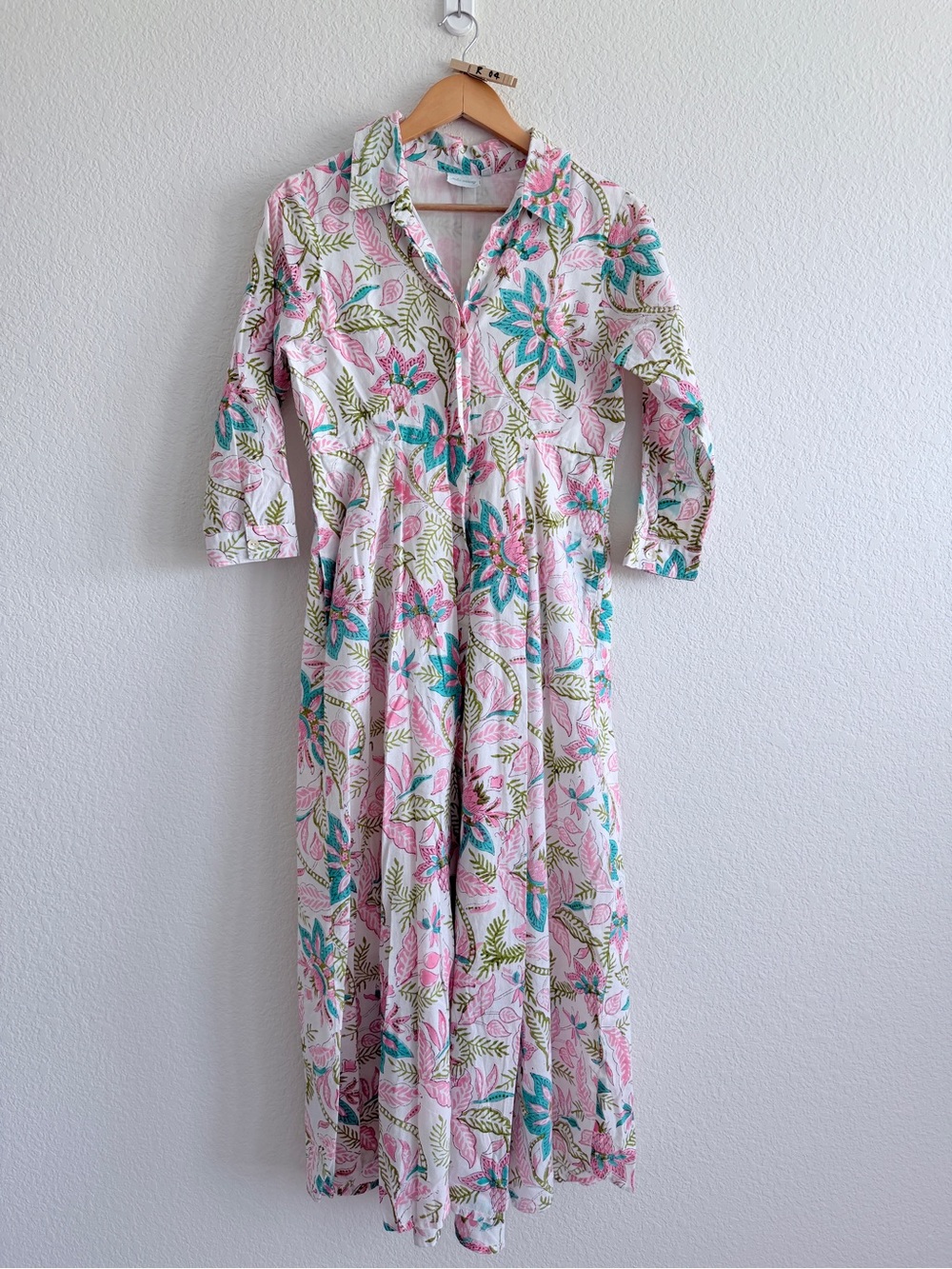 Julia Amory 100% cotton dress in white pink floral size small